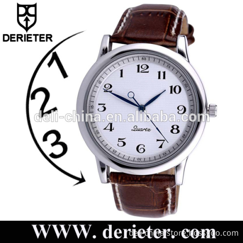 Custom Logo Leather Strap Men Anticlockwise Backward Reverse Movement Watch